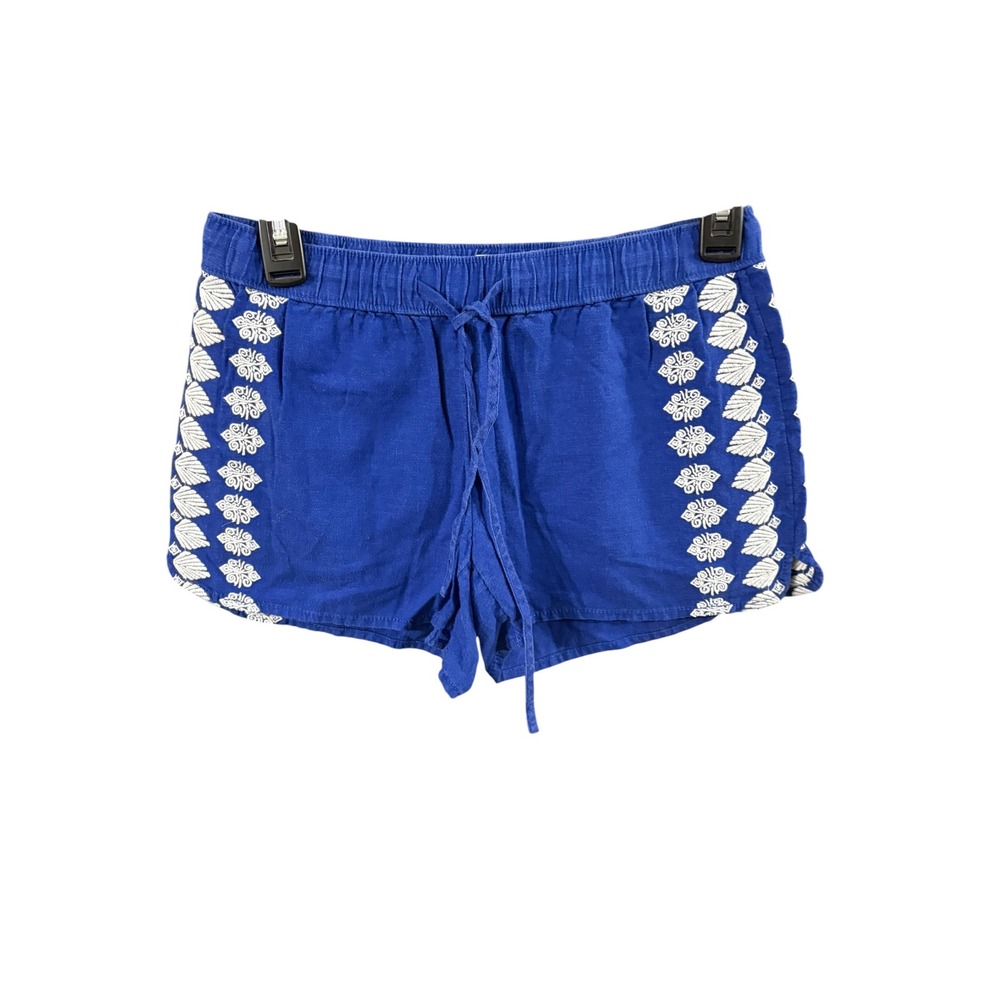 Vineyard Vines Womens XXS Royal Blue Embroidered Linen Blend Pull On Shorts‎